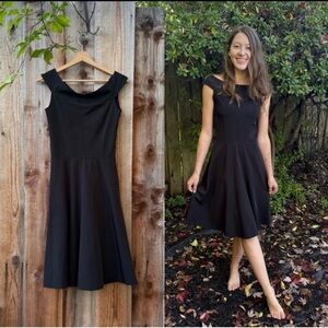 Vintage Black Off-The-Shoulder Fit-and-Flare Skater Dress 🌿